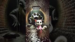 Beautiful cat falls into sewer  #cat #cats #cute #viral #kitty #ai #catvideos