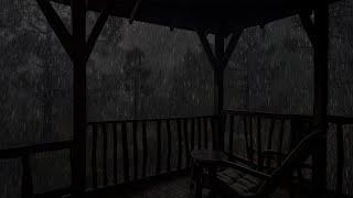 Rain falls on balcony roof in deep forest - Enjoy the symphony of rain sounds right outside