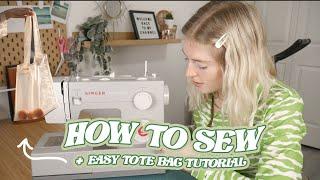 How to Sew for Beginners // How to use a Sewing Machine // Sew an Easy Tote Bag // SEW WITH ME