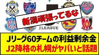 Jリーグ60チームの利益剰余金J2降格の札幌がヤバいと話題　#サッカー #jリーグ #j1 #j2 #j3 #コンサドーレ札幌 #j2降格 #残留争い #アルビレックス新潟 #徳島ヴォルティス