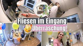 Bauvlog N°73 | Im Eingang Fliesen legen | Es geht vorran | Henning  überrascht mich 