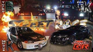 Kseries nitrous vs Supra gr STREET RACE Bseries turbo hatch vs Kseries all motor