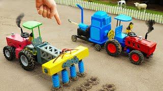 Diy tractor making mini Drilling Plow Machine | diy Waterpump Supply Water for Strawberry | HP Mini