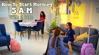 How To Start MORNING At 5 A.M️️Kids Lunchbox & breakfast ~ Morning Cleaning Pakistani mom vlogger