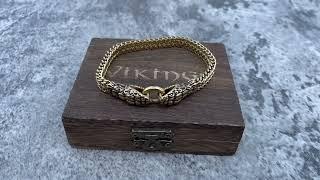 Stainless steel gold finish double snake head cool men bracelet with mesh chain