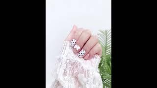 裸色奶茶立體蝴蝶結美甲片果凍膠指甲貼片/24片裝【RCNA0021】