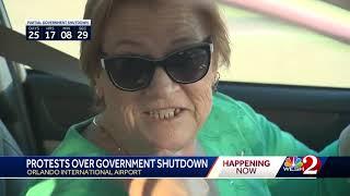 FAA workers protest government shutdown at Orlando International Airport