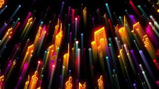 Music Notes Colorful Rays Abstract Background Looped Video | Ultra HD 4K