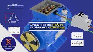 Arranque de Motor Trifásico con linea  Monofásica | Como conectar condensador a Motor