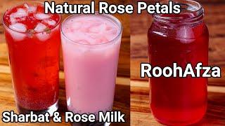 Homemade Rooh Afza Sharbat Premix - Refreshing Summer Drink 2 ways | Rose Sharbat & Milk Sharbat