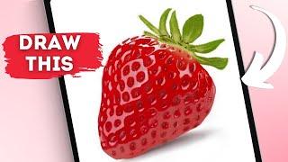 Procreate Drawing for Beginners | Realistic Strawberry iPad illustration - Digital Art Tutorial