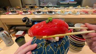 Eating at a Conveyor Belt Sushi Restaurant in Osaka