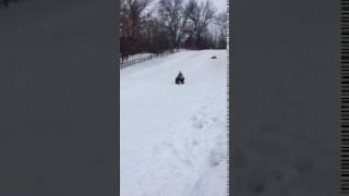 Mom and Raiden sledding 12-24-16