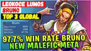 97.7% Win Rate Bruno, New Malefic Meta [ Top Global Bruno ] LEOKOCE LUMOS - Mobile Legends Build