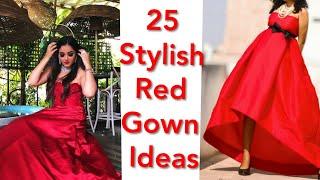 Top 25 Stylish Red Colour Gown Designs 2020 -21 ll beautiful Latest Red Gown ideas/party ware gown