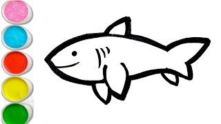 How To Draw Shark with Rainbow Colors for Kids. | Kids Art Cafe,5