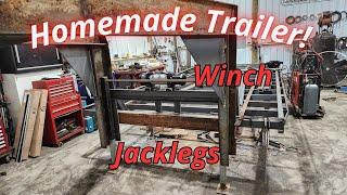 Homemade Trailer Part 6 | Gooseneck Finished Up, Winch Mounted, Jacklegs, "Bumper" done.