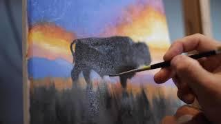 Painting Bison on a Bluff - James Corwin