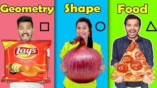 GEOMETRY SHAPE FOOD CHALLENGE PART 2 | HUNGRY BIRDS FOOD CHALLENGE