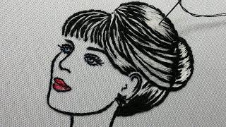 Lady Art Embroidery Satin Stitch in detail