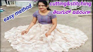 beautiful umbrella frock for beginners//cutting & stitching very easy//using saree