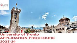 University of Trento application 2023-24