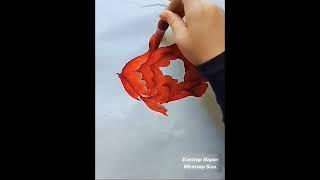 Roll Brush Technique Painting a Big Red Peony in Traditional Chinese Art