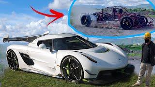 Completed homemade Koenigsegg Jesko supercar engine tested on the road.