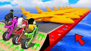 SHINCHAN AND FRANKLIN TRIED THE IMPOSSIBLE GOLDEN PLANES BRIDGE PARKOUR CHALLENGE GTA 5