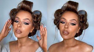 SMOKEY CUT CREASE GLAM & BOUNCY HAIR ROUTINE | NYE MAKEUP TUTORIAL  Elle James