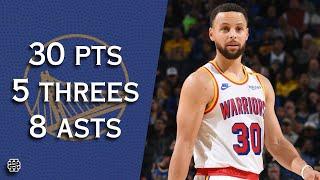 Stephen Curry 30 pts 5 threes 8 asts vs Wolves 24/25 season