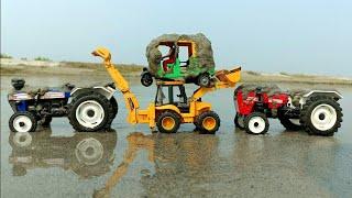 Muddy Tractor And Auto Rickshaw Help Jcb And Water Jump Muddy Cleaning | Tractor Video | Mud Toys