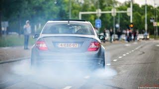 AMG Gang taking over Car Meet ! HUGE Burnouts, Drifts and Revs !