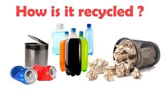 Recycling process of paper plastic and metal for kids - Simply E-learn Kids