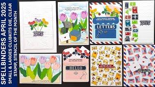 Spellbinders Clubkits April 2025 - Small & large Die, Clear Stamp, 3D & 2D Embossing Folder, Stencil