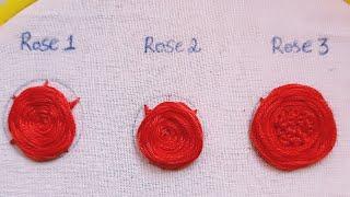 How To Make 3 Ways Of Roses? | Embroidery | Hoop_nloop | #youtubevideo #handmade