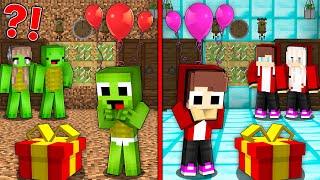 Maizen FAMILY Rich vs Mikey FAMILY Poor BIRTHDAY PARTY BATTLE in Minecraft! - Parody Story(JJ TV)