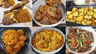 3 meal plan ideas lamb  jollof rice, spaghetti and meatballs, beef sauce and roasted potatoes