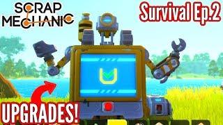 Crafting Bot = Better Wheels & Engines!! | Scrap Mechanic Survival Mode | Ep 2