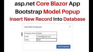 Blazor  net Core App Show Modal Popup Insert Data