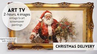 Vintage Christmas Santa Screensaver Vintage TV Art Holiday Scenes Winter  Screen Saver Background