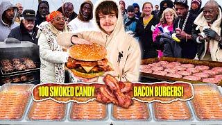 Smoking 100 Candy Bacon Burgers For The Homeless!