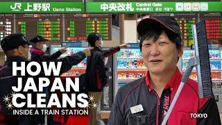 How Japanese Clean Train Stations & Public Toilets | Tokyo's UENO STATION Team  ONLY in JAPAN