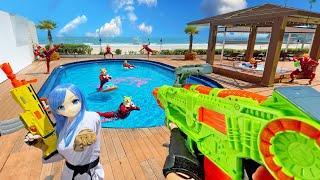 Nerf War | Water Park & SPA Battle 16 (Nerf First Person Shooter)