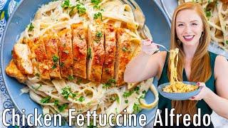 Skinny Chicken Fettuccine Alfredo Recipe | No Heavy Cream!! With JUICY Garlic Chicken Breast