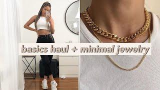 minimal jewelry + basics try-on haul!