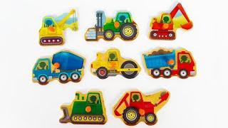 Learn Construction Vehicles Puzzle Bulldozer, Excavator, Forklift - Best Toddler Learning Videos