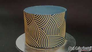 Gold Royal Icing Mix and Arc Stripe Cake Stencil