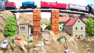 Train Crash After Bridge Collapse - Diorama Dam Breach