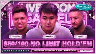 Rampage Plays HIGH STAKES $50/100/200 w/ Teuf, Mariano & Henry - Commentary by Charlie Wilmoth